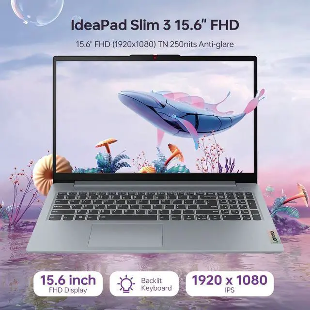 Alt view image 5 of 7 - Lenovo IdeaPad Slim 3 Business Laptop, 15.6" FHD, AMD Ryzen 7 5825U, 16GB Onboard RAM, 512GB SSD, Wi-Fi 6, Webcam, Backlit, W11 Pro, Copilot & AI ProductivityD