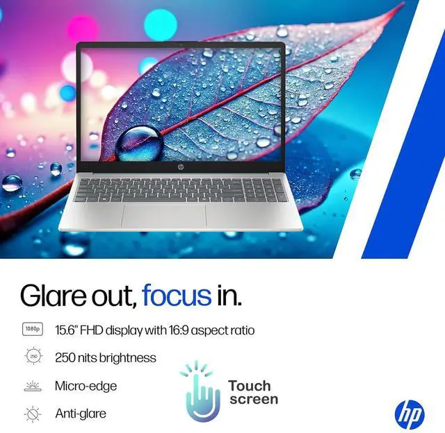 Alt view image 3 of 6 - HP Essential 15 Laptop, 15.6" FHD Touchscreen, Intel Core i3-N305, 32GB RAM, 1TB SSD, HDMI, Webcam, Numeric Keypad, Wi-Fi 6, Windows 11 Home, Blue