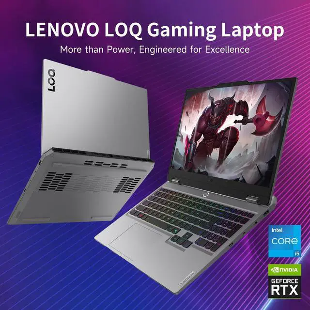 Alt view image 2 of 7 - LENOVO LOQ 15IRX10 RTX 5050 AI Gaming Laptop, 15.6 FHD 144Hz, Intel i5-13450HX(Beats Intel i7), NVIDIA RTX 5050, 64GB DDR5 RAM, 1TB SSD, W11 Home, backlit keyboard,Wi-Fi 6, Grey