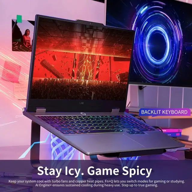 Alt view image 7 of 7 - LENOVO LOQ 15IRX10 RTX 5050 AI Gaming Laptop, 15.6 FHD 144Hz, Intel i5-13450HX(Beats Intel i7), NVIDIA RTX 5050, 64GB DDR5 RAM, 1TB SSD, W11 Home, backlit keyboard,Wi-Fi 6, Grey