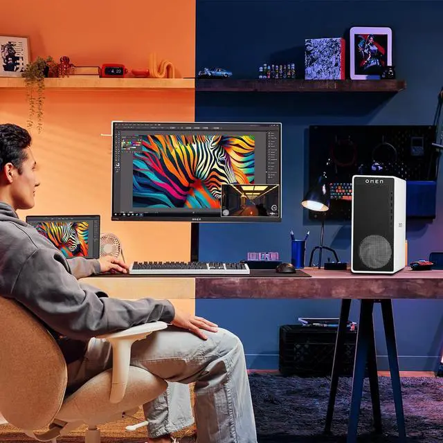 Alt view image 7 of 7 - HP OMEN 16L i7 RTX 4060 Gaming Desktop, Intel i7-14700F, NVIDIA RTX 4060, 64GB DDR5 RAM, 1TB SSD, DP, RJ-45,Windows 11 Home, White