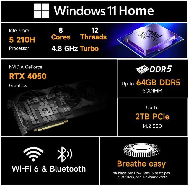 Alt view image 4 of 7 - ASUS TUF F16 RTX 4050 Gaming Laptop, 16" FHD+ 144Hz, Intel Core 5 210H(Beats Intel i5-14500), NVIDIA RTX 4050,16GB DDR5 RAM, 1TB SSD, RGB Backlit KB