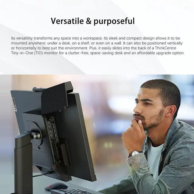Alt view image 6 of 7 - Lenovo ThinkCentre M90q Gen 4 Business Mini Desktop, Intel Core i5-13500, 16GB DDR5, 512GB SSD, 2-Monitor Support 4K, Wired KB & Mouse, Windows 11 Pro, Black