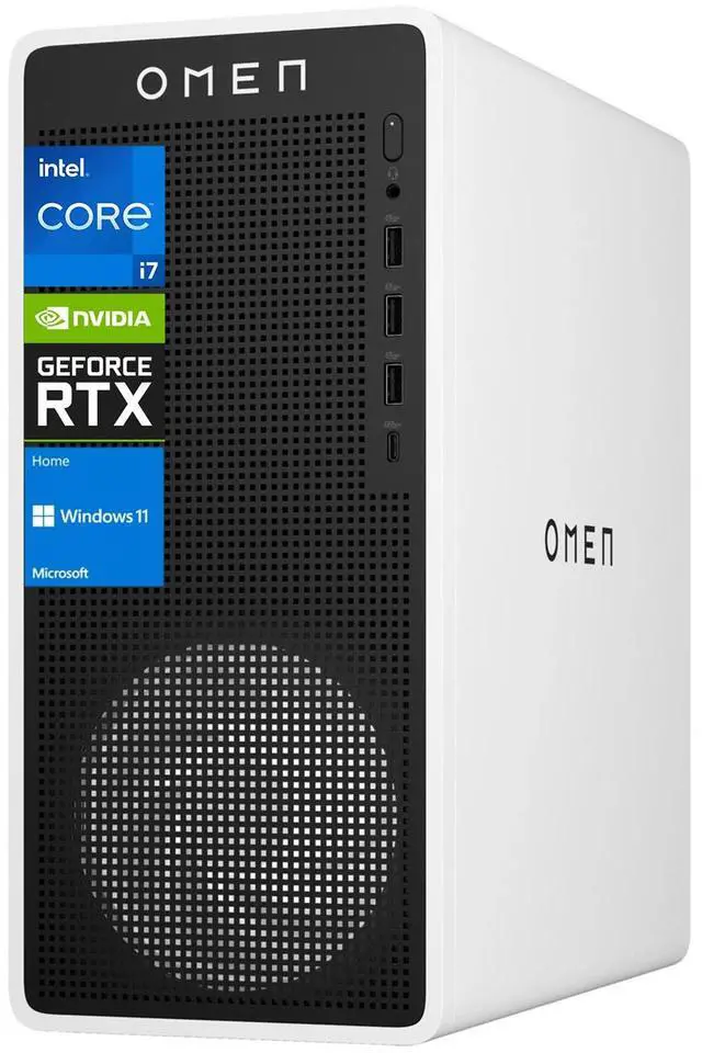Main image of HP OMEN 16L TG03 RTX 5060 Gaming Desktop, Intel Core i7-14700F, NVIDIA RTX 5060, 64GB DDR5 RAM, 4TB SSD, RGB Light Studio & Gaming Hub,Wi-Fi 6, W11H,White