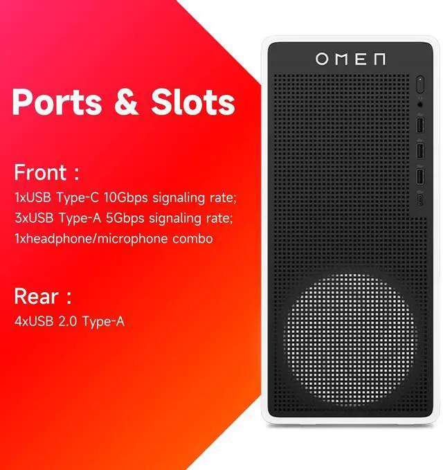 Alt view image 5 of 6 - HP OMEN 16L TG03 RTX 5060 Gaming Desktop, Intel Core i7-14700F, NVIDIA RTX 5060, 64GB DDR5 RAM, 4TB SSD, RGB Light Studio & Gaming Hub,Wi-Fi 6, W11H,White