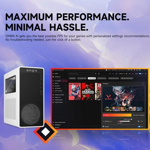 Alt view image 6 of 6 - HP OMEN 16L TG03 RTX 5060 Gaming Desktop, Intel Core i7-14700F, NVIDIA RTX 5060, 64GB DDR5 RAM, 4TB SSD, RGB Light Studio & Gaming Hub,Wi-Fi 6, W11H,White