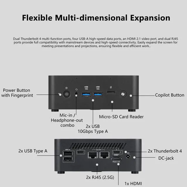 Alt view image 7 of 7 - MSI Cubi NUC AI Business Mini Desktop, Intel Core Ultra 9 288V, 32GB LPDDR5X, 4TB SSD, Fingerprint, Wi-Fi 6E, Windows 11 Pro, Black