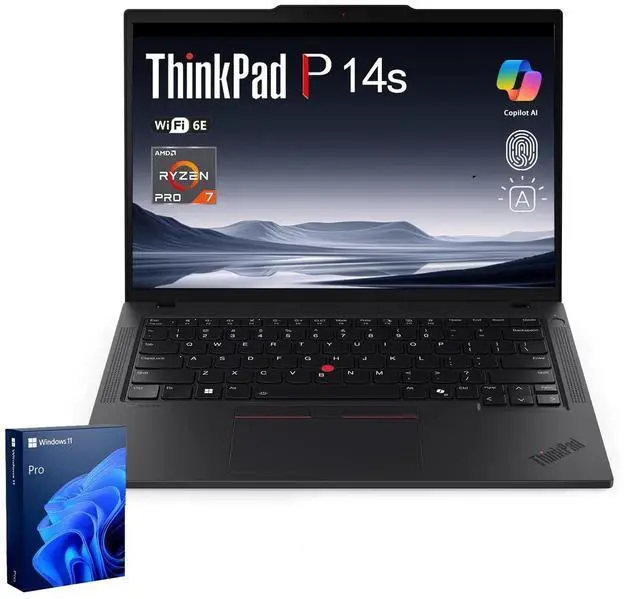 Main image of Lenovo ThinkPad P14s AI Capable Business Laptop, 14" FHD+ Display, AMD Ryzen 7 PRO 8840HS, 64GB DDR5, 4TB SSD, Fingerprint, Backlit KB, HDMI, Wi-Fi 6E, Windows 11 Pro,Black