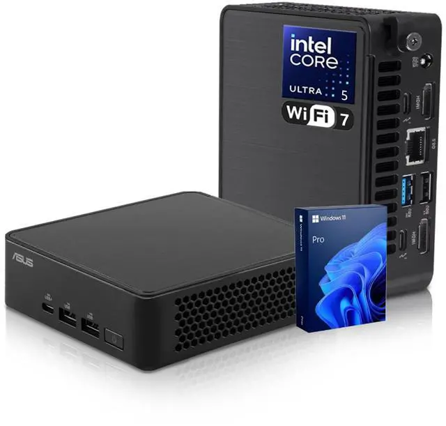 Main image of ASUS NUC 15 Pro Business Mini Desktop, Intel Core Ultra 5 225H, 16GB DDR5, 512GB SSD, Support 4-Display 4K, Thunderbolt 4, HDMI, Wi-Fi 7, Windows 11 Pro, Black