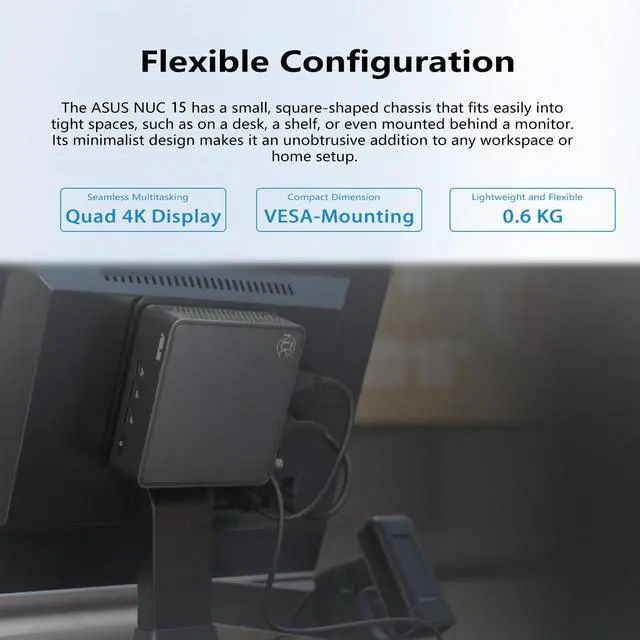 Alt view image 5 of 7 - ASUS NUC 15 Pro Business Mini Desktop, Intel Core Ultra 5 225H, 16GB DDR5, 512GB SSD, Support 4-Display 4K, Thunderbolt 4, HDMI, Wi-Fi 7, Windows 11 Pro, Black