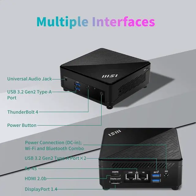 Alt view image 5 of 6 - msi Cubi 5 Professional Mini PC, 12th Gen Intel i5-1235U Processor (Beats Ryzen 7 5700U), 16GB RAM, 512GB SSD, Wi-Fi 6, Windows 11 Pro, Support 4K@60Hz Display, Seamless Multitasking at Work/Gaming