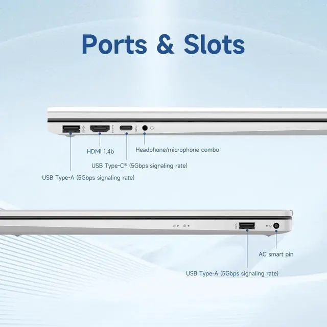 Alt view image 5 of 6 - HP Essential Laptop, 17.3" FHD 1920*1080, Intel Core 7 150U, 16GB RAM, 2TB SSD, FP Reader, Backlit KB, Webcam, Wi-Fi 6, Windows 11 Home, Silver