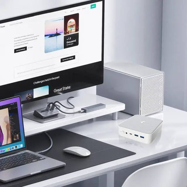 Alt view image 6 of 6 - MACHENIKE Machcreator Mini2 Mini Business Desktop PC, AMD Ryzen 9 7940H, 16GB DDR5 RAM, 1TB SSD, RJ45, HDMI, DisplayPort, Wi-Fi 6, Windows 11 Home, White