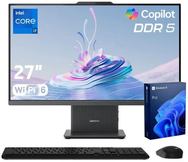 Main image of Lenovo IdeaCentre Business Computer All-in-One PC, 27" FHD 100Hz Display, Intel Core i7-13620H, 32GB DDR5, 1TB SSD, Wi-Fi 6, Windows 11 Pro with AI & Microsoft Copilot, Wireless KB & M, Grey
