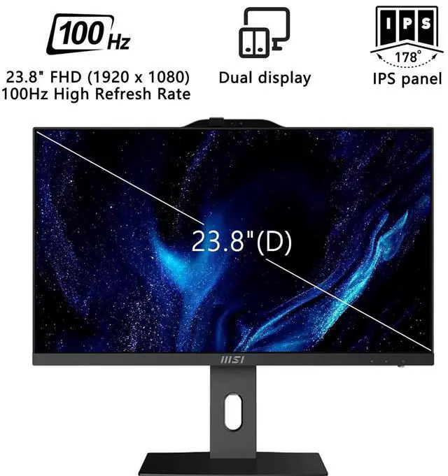 Alt view image 3 of 7 - MSI PRO Business All-in-One Desktop, 23.8" FHD 100Hz, Intel Core i5-14400, 16GB DDR5, 512GB SSD, Wi-Fi 6E, Wireless KB & Mouse, Windows 11 Pro, Black