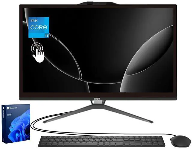 Main image of MSI PRO Business All-in-One Desktop, 21.5" FHD Touchscreen, Intel Core i3-13100, 16GB RAM, 512GB SSD, Card Reader, Dual LAN, Wi-Fi, Wired KB & Mouse, Windows 11 Pro, Black