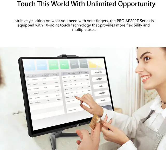 Alt view image 4 of 7 - MSI PRO Business All-in-One Desktop, 21.5" FHD Touchscreen, Intel Core i3-13100, 16GB RAM, 512GB SSD, Card Reader, Dual LAN, Wi-Fi, Wired KB & Mouse, Windows 11 Pro, Black