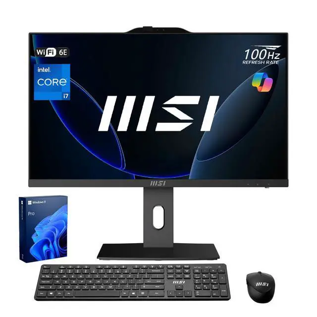 Main image of MSI PRO Business All-in-One,27" IPS FHD 100Hz Eye-care Display, Intel Core i7-14700, 16GB DDR5, 512GB SSD, Wi-Fi 6E, Wireless KB & Mouse, Windows 11 Pro, Black