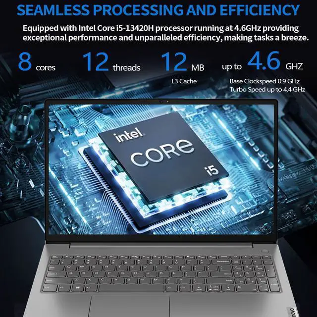 Alt view image 3 of 7 - Lenovo V15 G4 Laptop, 15.6 FHD Display, Intel Core i5-13420H, 16GB RAM, 512GB SSD, Business & Student Laptop for Office, School, Home Use, Windows 11 Home, Grey