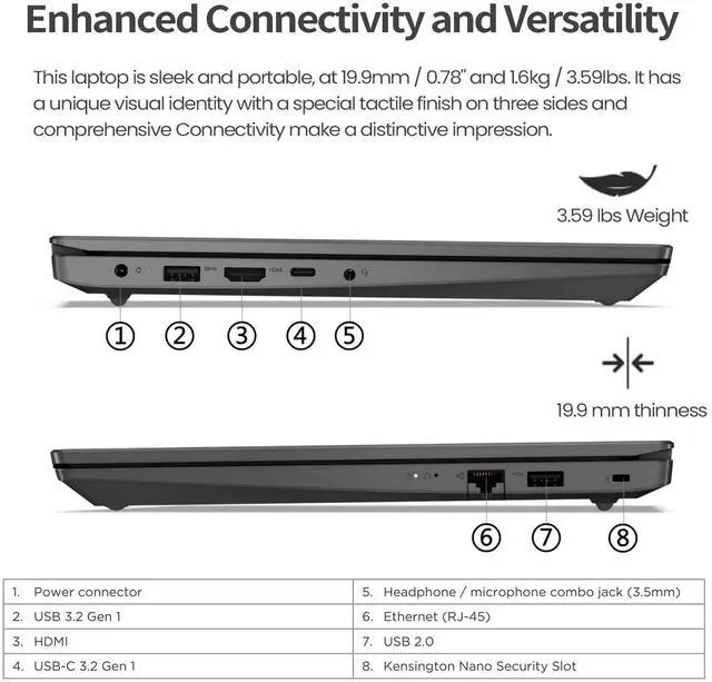 Alt view image 7 of 7 - Lenovo V15 G4 Laptop, 15.6 FHD Display, Intel Core i5-13420H, 16GB RAM, 512GB SSD, Business & Student Laptop for Office, School, Home Use, Windows 11 Home, Grey