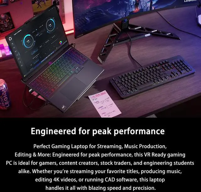Alt view image 6 of 7 - Lenovo Legion 5 RTX 5060 AI Gaming Laptop, 15.1" OLED WQXGA (2560 x 1600) 165Hz 500 Nits, AMD Ryzen 7 260, 64GB DDR5 RAM, 4TB SSD, RGB Backlit KB, Wi-Fi 7, Windows 11 Home, Black