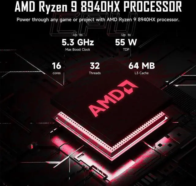 Alt view image 3 of 7 - HP Omen RTX 5070 Gaming Laptop, 16.1" WQXGA 240Hz, AMD Ryzen 9 8940HX, NVIDIA GeForce RTX 5070, 64GB DDR5 RAM, 4TB SSD, RGB Backlit KB, Low Blue Light, RJ-45, Black, Windows 11 Home