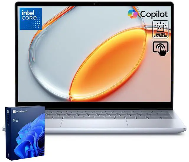 Main image of Dell Inspiron 7000 2-in-1 Business Laptop, 14" FHD+ Touchscreen, Intel Core 7 150U, 32GB DDR5 RAM, 2TB SSD, Wi-Fi 6, Windows 11 Pro, Copilot AI-Ready, Blue