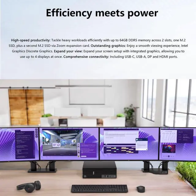 Alt view image 3 of 7 - Dell Pro Slim Business MFF Desktop, Intel Core Ultra 5 235, 16GB DDR5, 256GB SSD, Wi-Fi 6, Windows 11 Pro, Black