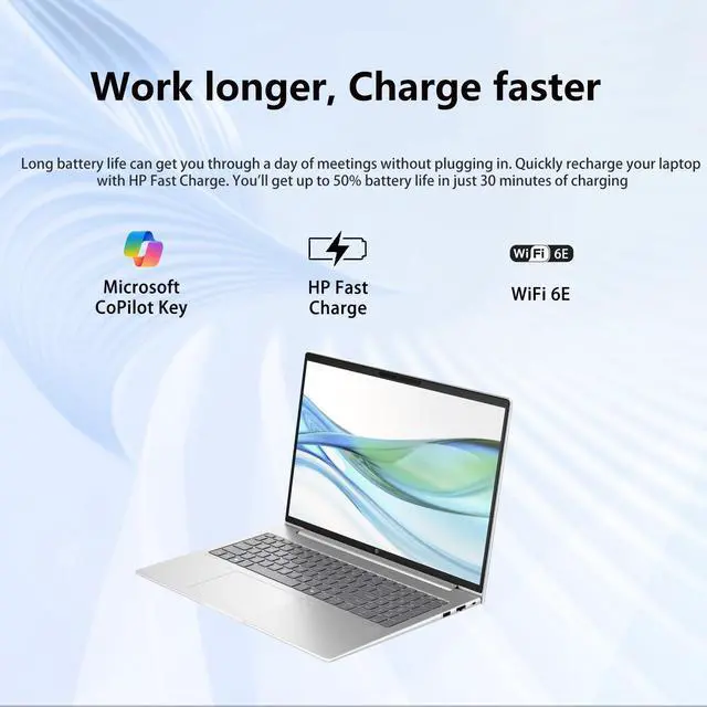 Alt view image 6 of 7 - HP ProBook 465 G11 Business Laptop, 16" FHD+, AMD Ryzen 5 7535U, 32GB DDR5, 2TB SSD, HDMI, 1080p FHD Camera, Wi-Fi 6E, Windows 11 Pro, Silver