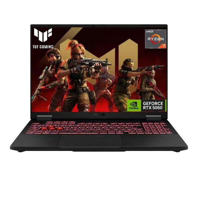 Main image of ASUS TUF A16 RTX 5060 Gaming Laptop, 16" FHD+ 165Hz Display, AMD Ryzen 7 260, NVIDIA RTX 5060, 64GB DDR5 RAM, 4TB SSD, RGB Backlit KB, RJ-45, Wi-Fi 6, Windows 11 Pro, Grey