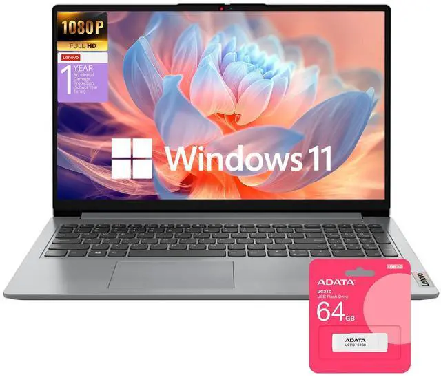 Lenovo 15 inch Laptop with Lifetime Office 365 for The Web, 36GB RAM, 1TB SSD + 128GB eMMC Storage, Intel CPU, 10 Key Number Pad, Windows 11 Home, External 64GB USB