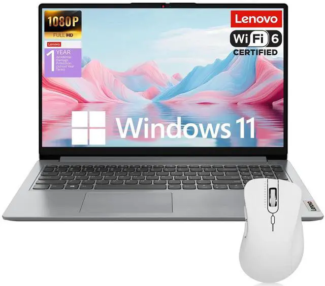 Lenovo 15.6" FHD Laptop Computers for AI Home Student Study, 36GB RAM, 1TB PCIe SSD, Intel Processor, WiFi 6, Bluetooth 5.2, Type-C, HDMI, Webcam, Card Reader, Cloud Grey, Windows 11, w/ mouse