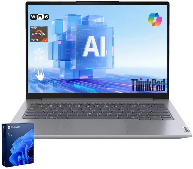 Main image of Lenovo ThinkBook 14 Gen 7 Business Laptop, 14" FHD+ Touchscreen, AMD Ryzen 7 170, 64GB DDR5 RM, 2TB PCIe SSD, Backlit Keyboard, IR Camera, Wi-Fi 6, Windows 11 Pro, Grey