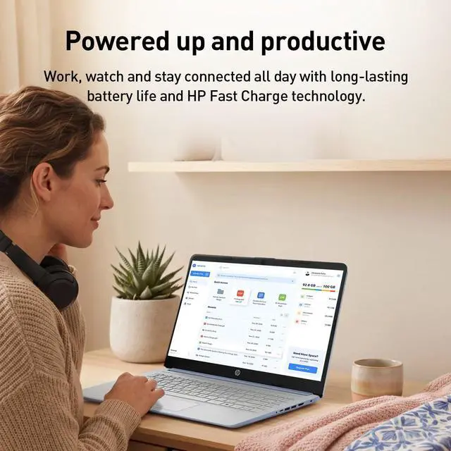 Alt view image 4 of 7 - HP dq6012dx 14" Laptop, Intel N150 Processor (Up to 3.6GHz), 4GB RAM, 128GB eMMC Storage, 14-inch Micro-Edge Display, Wi-Fi 6, Webcam, HDMI, Windows 11 Home in S Mode, Blue, Bundle PCO Cooler (Blue)