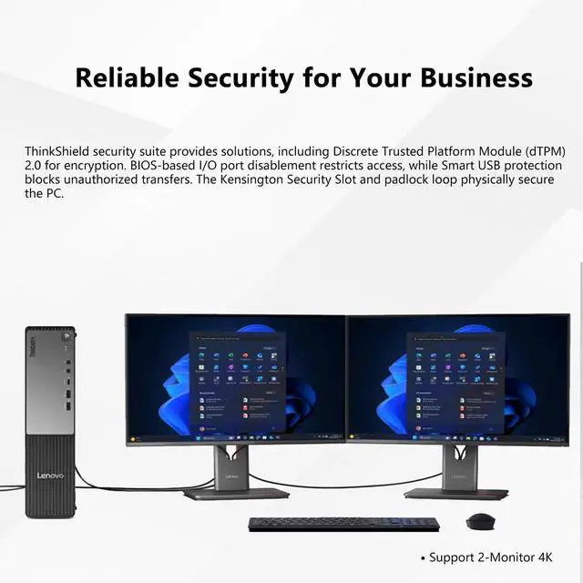 Alt view image 6 of 7 - Lenovo ThinkCentre Neo 55s SFF Business AI Desktop, AMD Ryzen 7 250 (up to 5.10 GHz), 64GB DDR5, 1TB SSD, Wi-Fi 6, DP, Support 2-Monitor 4K, Wired KB & Mouse, Win 11 Pro, Flash Drive Bundle