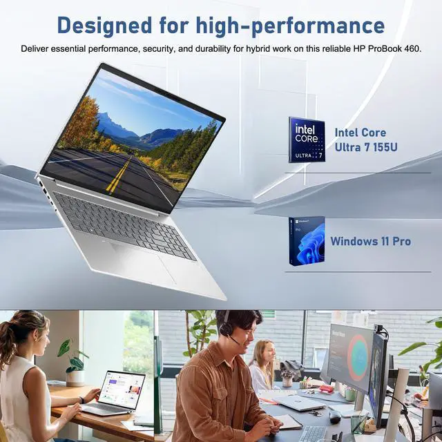 Alt view image 3 of 7 - HP ProBook 460 G11 Business AI Laptop, Intel Core Ultra 7 155U, 16" FHD+ IPS, 16GB DDR5, 512GB SSD, Fingerprint, 1080p IR Camera, Backlit, HDMI, Wi-Fi 6, Windows 11 Pro, 64GB Flash Drive Bundle