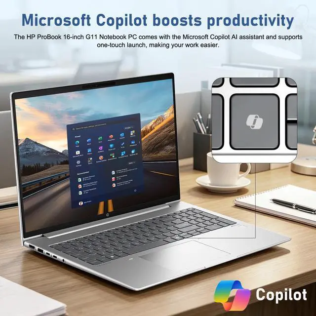Alt view image 4 of 7 - HP ProBook 460 G11 Business AI Laptop, Intel Core Ultra 7 155U, 16" FHD+ IPS, 16GB DDR5, 512GB SSD, Fingerprint, 1080p IR Camera, Backlit, HDMI, Wi-Fi 6, Windows 11 Pro, 64GB Flash Drive Bundle