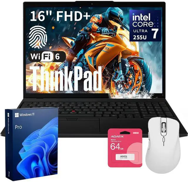 Main image of Lenovo ThinkPad L16 Premium Business Laptop, 16" FHD+, Intel Core Ultra 7 255U, 64GB DDR5, 2TB SSD, Fingerprint, Backlit, Wi-Fi 6E, Long Battery Life, Windows 11 Pro, AI-Ready PC, w/Bundle Set