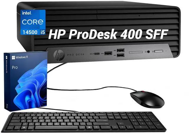 Main image of HP ProDesk SFF Desktop PC, 14th Gen Intel Core i5-14500, 8GB DDR5, 512GB SSD, Up to Three Displays Support, DisplayPort, Type-C, HDMI, Wi-Fi, Windows 11 Pro, Small Form Factor Business Computer