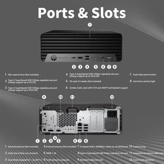 Alt view image 3 of 7 - HP ProDesk SFF Desktop PC, 14th Gen Intel Core i5-14500, 8GB DDR5, 512GB SSD, Up to Three Displays Support, DisplayPort, Type-C, HDMI, Wi-Fi, Windows 11 Pro, Small Form Factor Business Computer