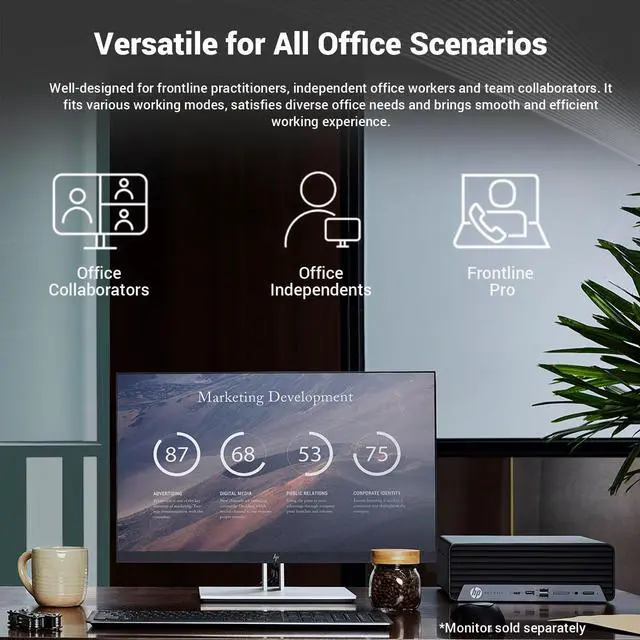 Alt view image 7 of 7 - HP ProDesk SFF Desktop PC, 14th Gen Intel Core i5-14500, 8GB DDR5, 512GB SSD, Up to Three Displays Support, DisplayPort, Type-C, HDMI, Wi-Fi, Windows 11 Pro, Small Form Factor Business Computer