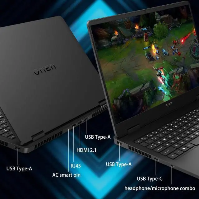 Alt view image 7 of 7 - HP Omen RTX 5070 Gaming Laptop, 16.1" WQXGA 240Hz, AMD Ryzen 9 8940HX, 32GB DDR5 RAM, 1TB SSD, RGB Backlit KB, Low Blue Light, Bundle with Thunderobot 7 in-1 USB-C Hub, Black, Windows 11 Home