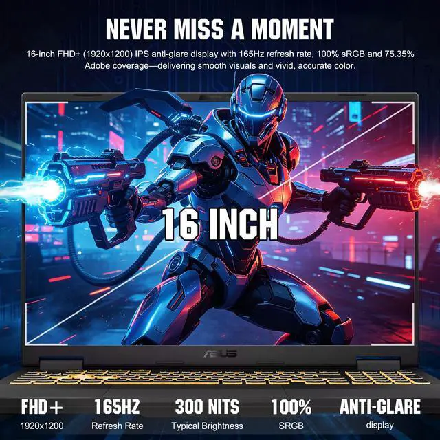 Alt view image 4 of 6 - ASUS TUF Gaming F16 Gaming Laptop, Intel Core i5-13450HX, 16" FHD+ 165Hz Anti-Glare Display, GeForce RTX 5050, 32GB DDR5, 2TB SSD, RGB Backlit KB, IR Camera, HDMI, Windows 11 Home, w/Bundle