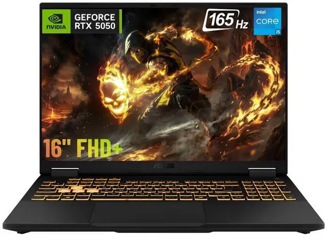 Main image of ASUS TUF Gaming F16 Gaming Laptop, 16" FHD+ 165Hz Display, Intel Core i5-13450HX, , GeForce RTX 5050, 32GB DDR5, 1TB SSD, RGB Backlit KB, IR Camera, HDMI, Windows 11 Home