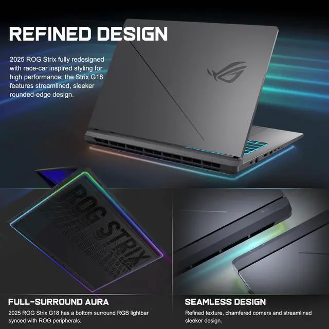 Alt view image 7 of 7 - ASUS ROG Strix G18 Gaming Laptop, 18" FHD+ IPS Display, Intel Core i9-14900HX, GeForce RTX 5070, 64GB DDR5, 1TB SSD, 4-Zone RGB Backlit, HDMI, Wi-Fi 7, Windows 11 Pro