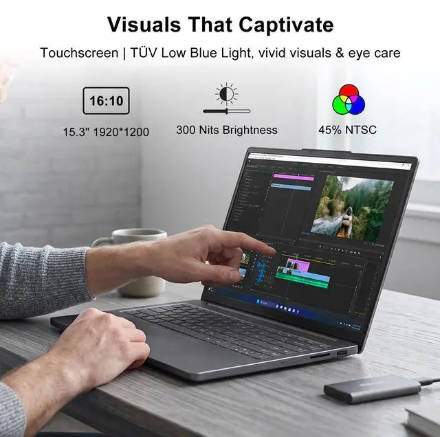 Alt view image 4 of 7 - Lenovo IdeaPad Slim 3 15.3" FHD+ Touchscreen Laptop, Latest Gen AMD Ryzen 7 170(>Ryzen 7 7730U), Radeon 680M Graphics, 16GB DDR5, 512GB SSD, Wi-Fi 6, Numeric Keypad, Windows 11 Home, Grey