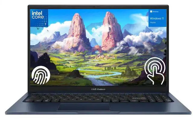 Main image of ASUS Vivobook 15 Business Laptop, Intel Core 7 150U(>i7 1255U), 15.6" FHD Touchscreen, 16GB DDR5 RAM, 512GB SSD, Fingerprint Reader for Secure Login, Backlit Keyboard, Windows11 Home, Blue