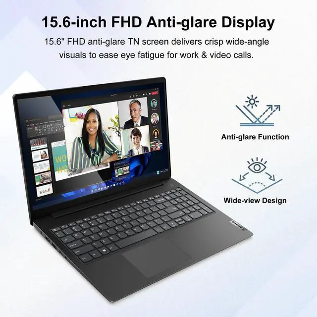 Alt view image 5 of 7 - Lenovo V15 Gen 5 15.6 FHD Business Laptop, 8GB DDR5 RAM, 512GB Storage, Intel Core i3-1315U, Windows 11 Pro, RJ-45, AI Copilot Key, Webcam w/Shutter, Security Chip Discrete TPM 2.0, Black