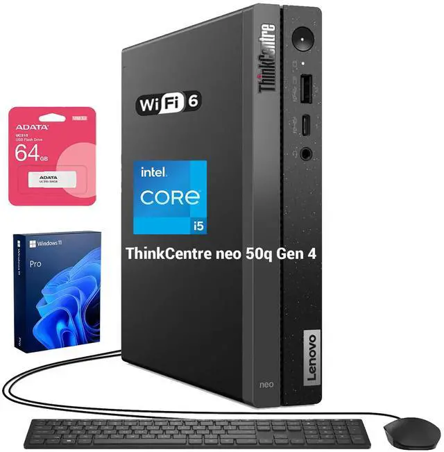 Main image of Lenovo ThinkCentre neo 50q Business MFF Desktop, Intel Core i5 13420H, 8GB RAM, 512GB SSD, Support 2-Monitor 4K, DP, HDMI, Type-C, Wired KB & Mouse, Wi-Fi 6, Windows 11 Pro, w/Bundle