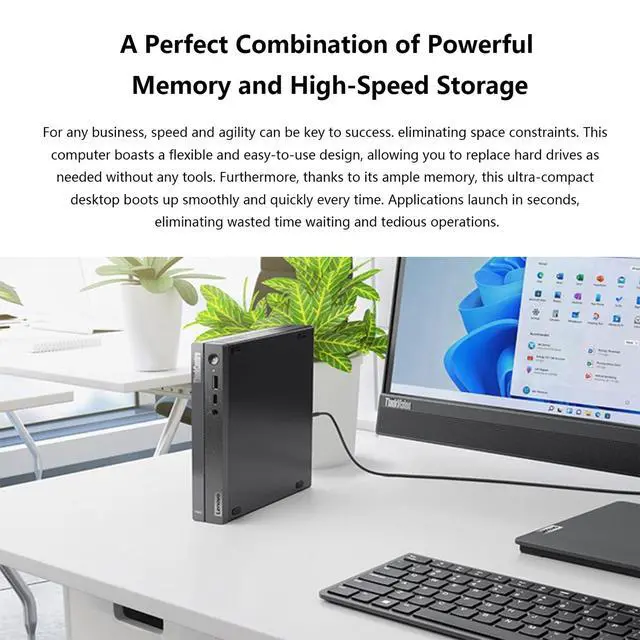 Alt view image 5 of 7 - Lenovo ThinkCentre neo 50q Business MFF Desktop, Intel Core i5 13420H, 8GB RAM, 512GB SSD, Support 2-Monitor 4K, DP, HDMI, Type-C, Wired KB & Mouse, Wi-Fi 6, Windows 11 Pro, w/Bundle